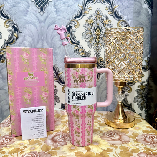 Stanley Tumbler - Pink Rose Bush - Simple Box